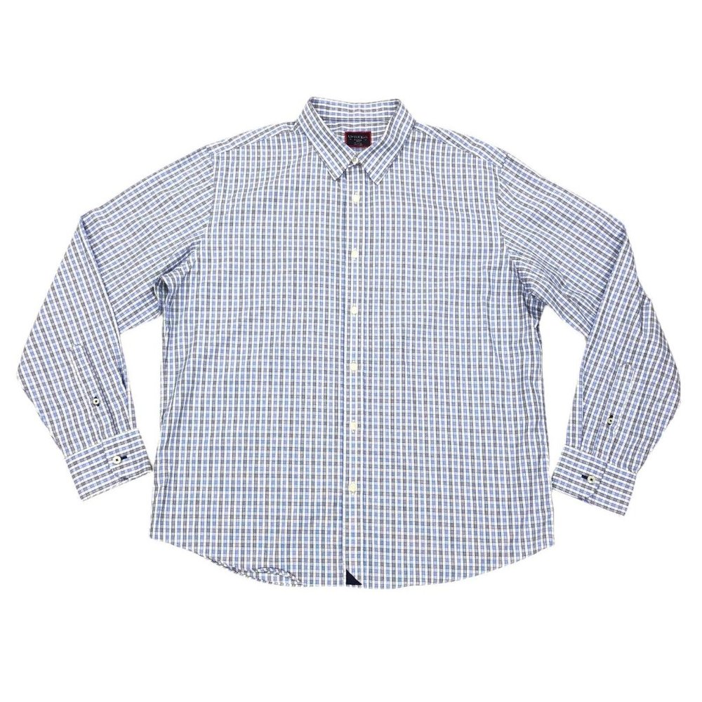 UNTUCKit Men's Blue Plaid Gingham Long Sleeve Button Front Shirt Size XL